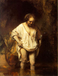 1654 - Rembrandt - Hendrickje badend in rivier